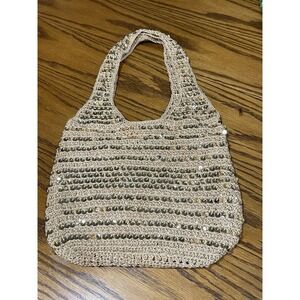 Y2K Gold Sequin Shoulder Bag Crochet Disco Sparkle 90s 00s Vintage Hobo Purse